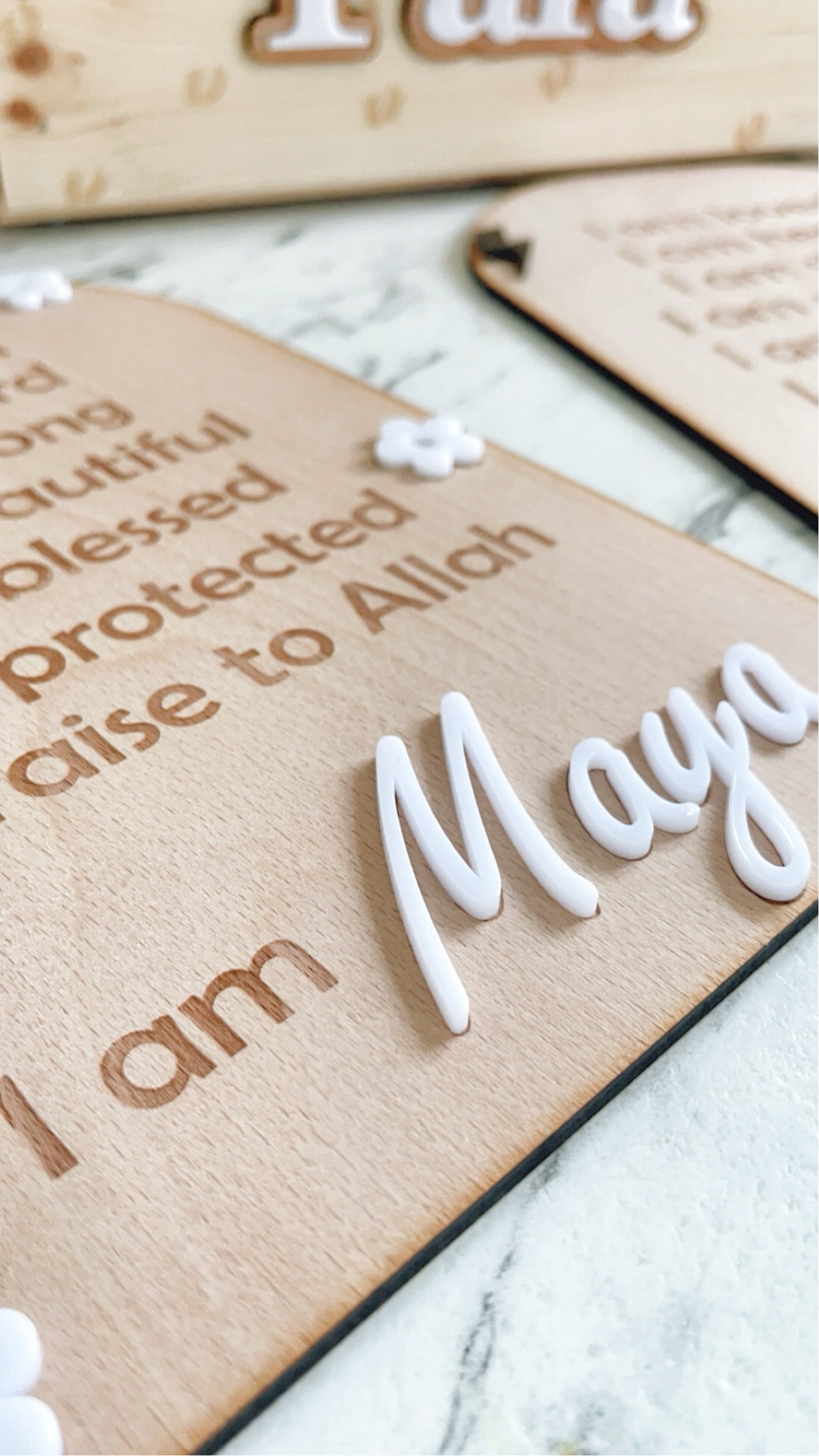 Personalised floral affirmation arch