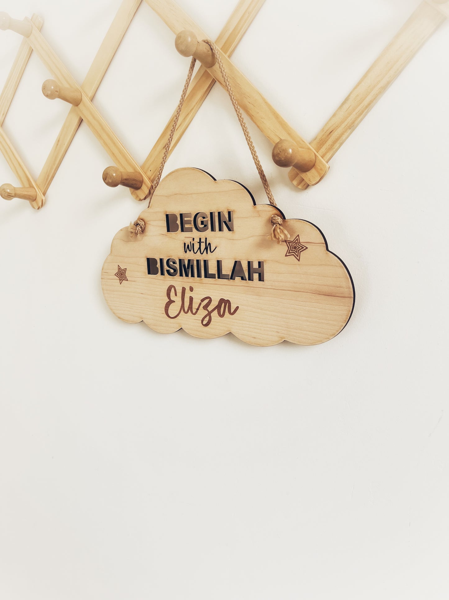 Personalised "Begin with Bismilah hanging cloud"