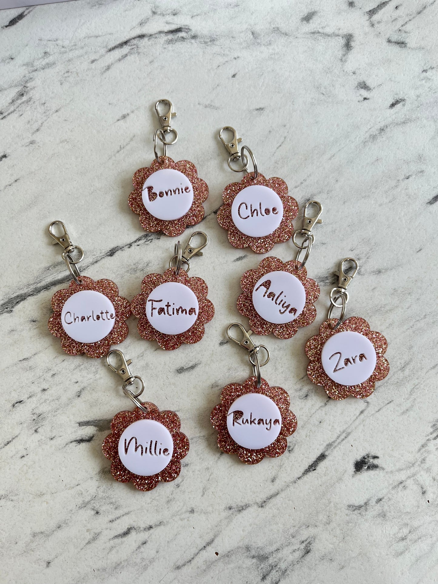 Floral personalised keyrings