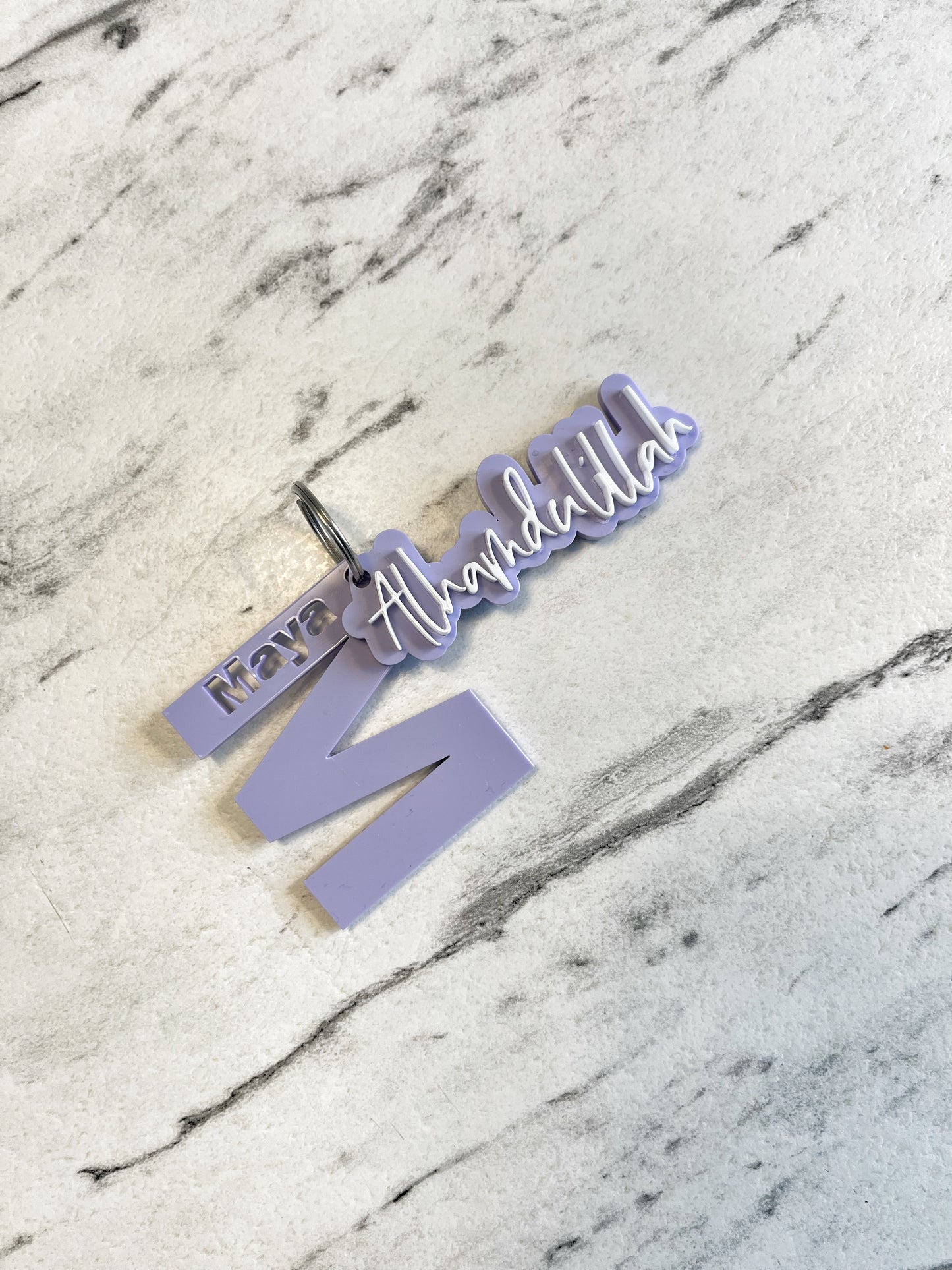 Personalised Initial and Alhamdulilah keyring