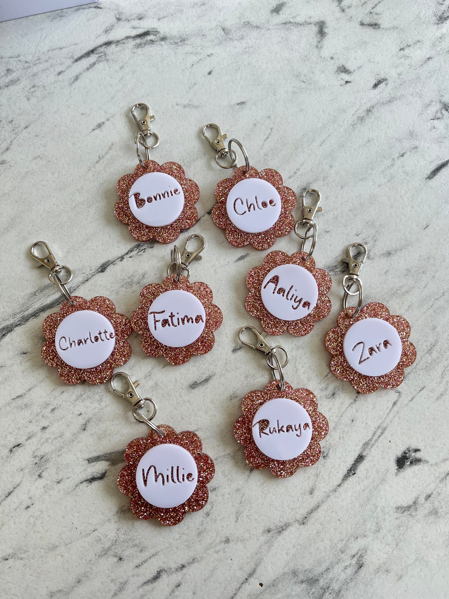 Floral personalised keyrings