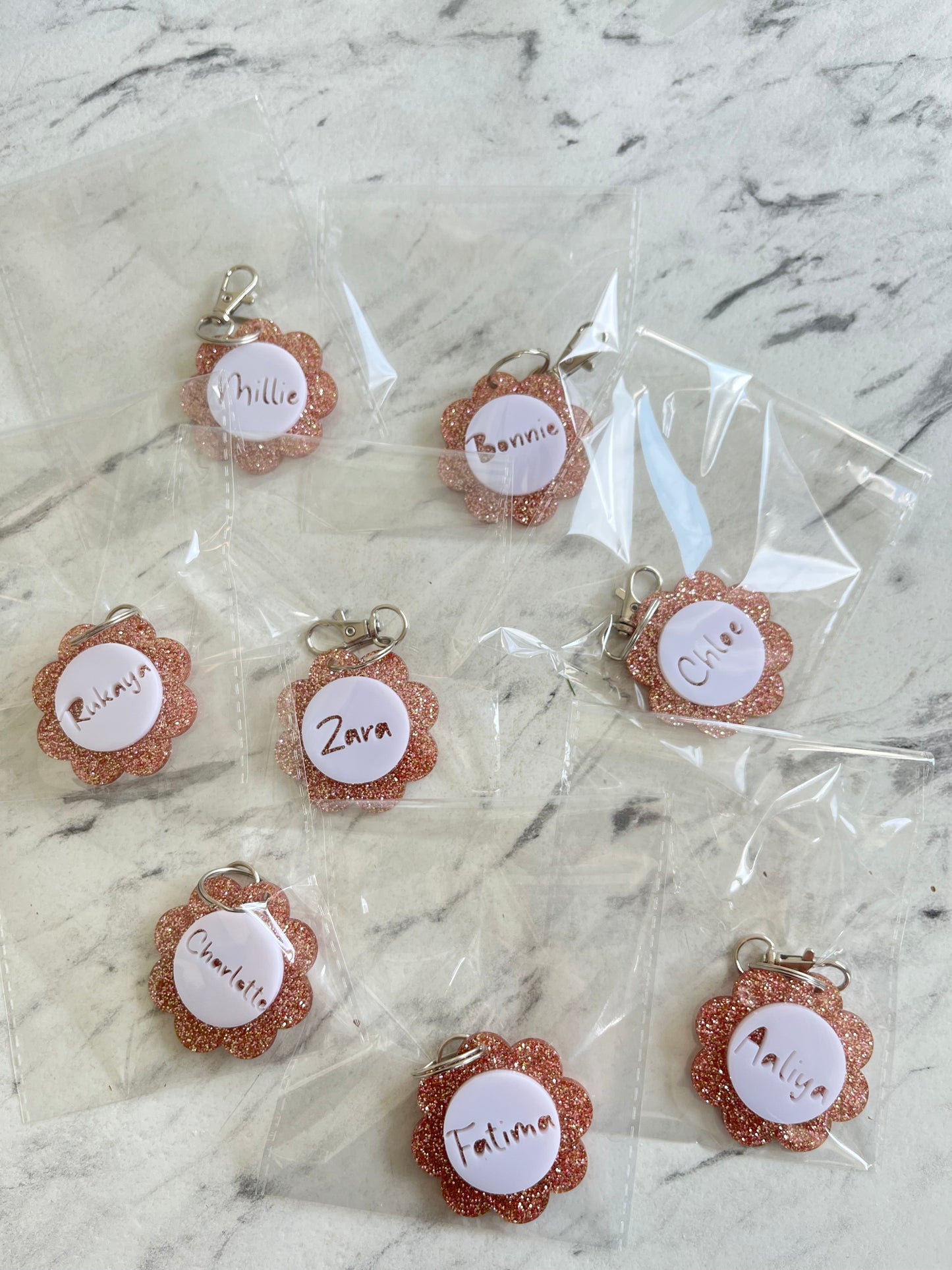 Floral personalised keyrings