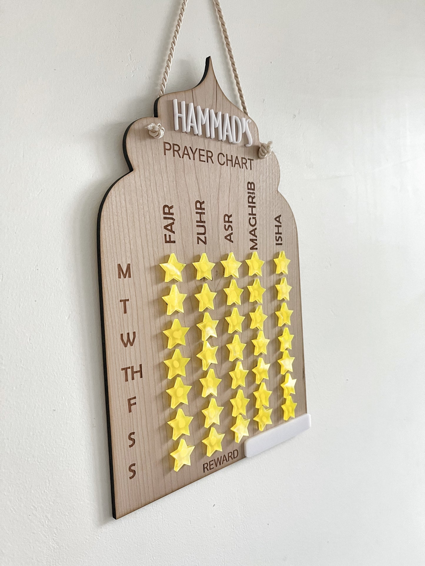 Personalised prayer chart