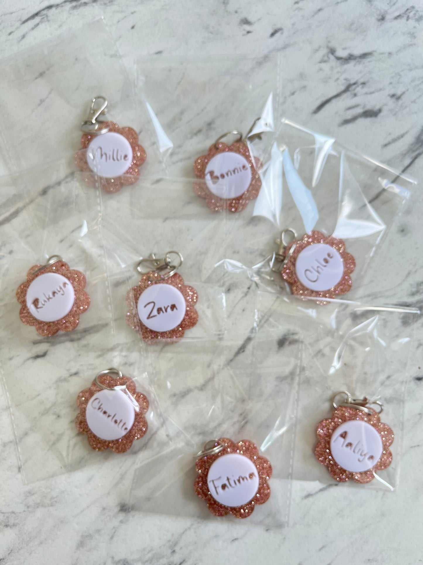 Floral personalised keyrings