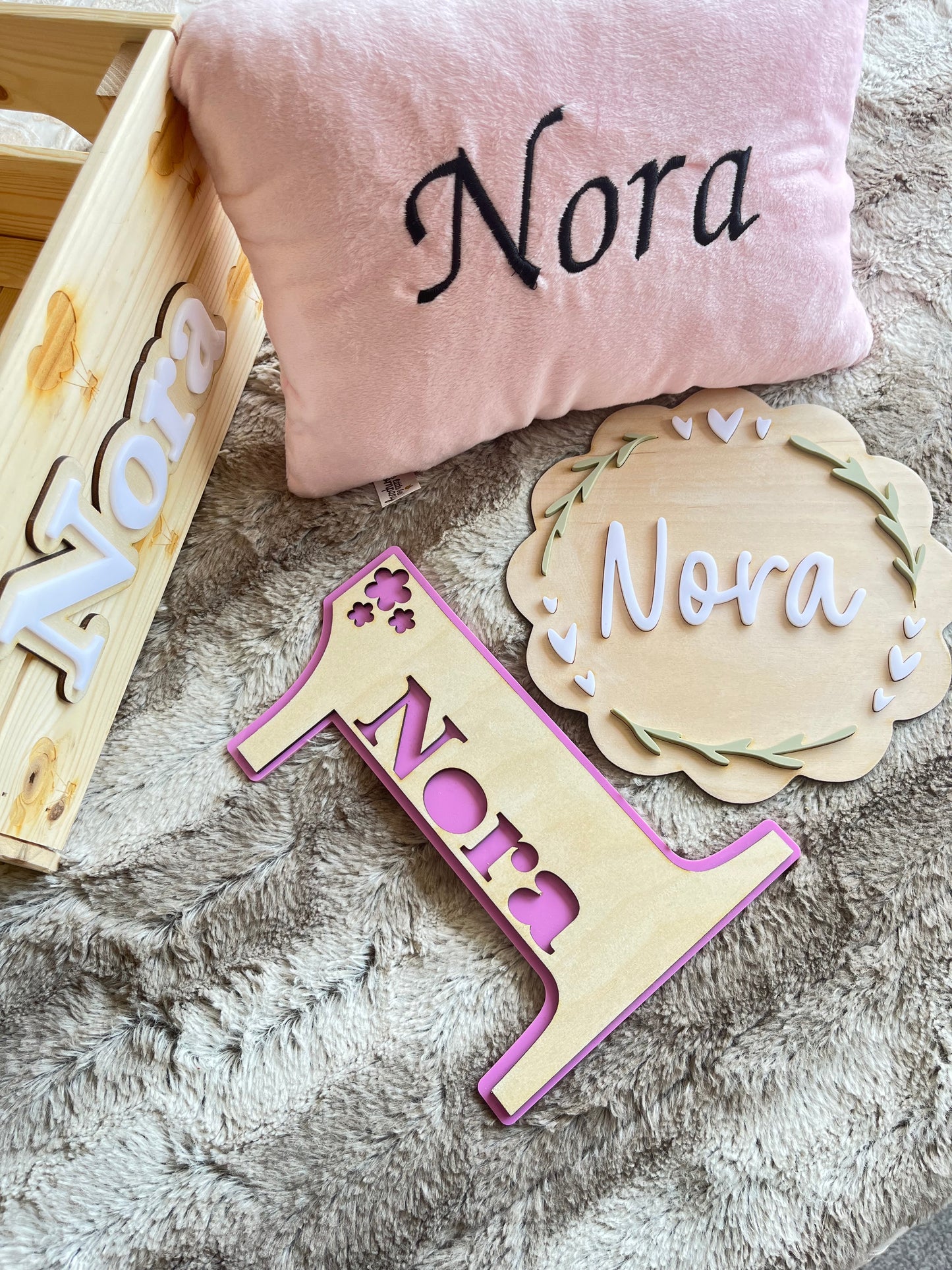 Double layered age and name sign