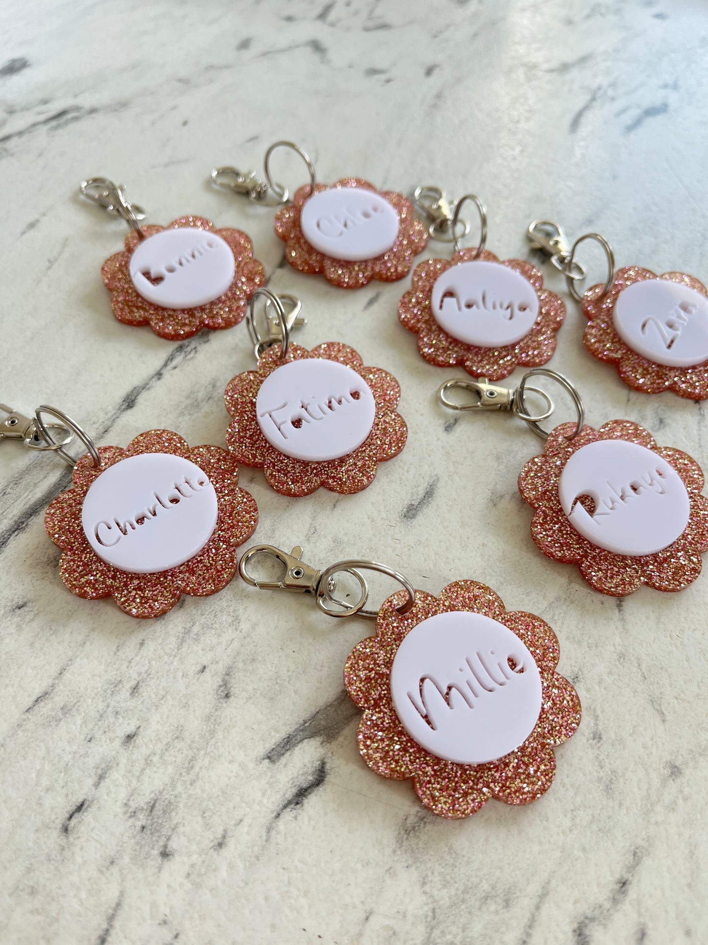 Floral personalised keyrings