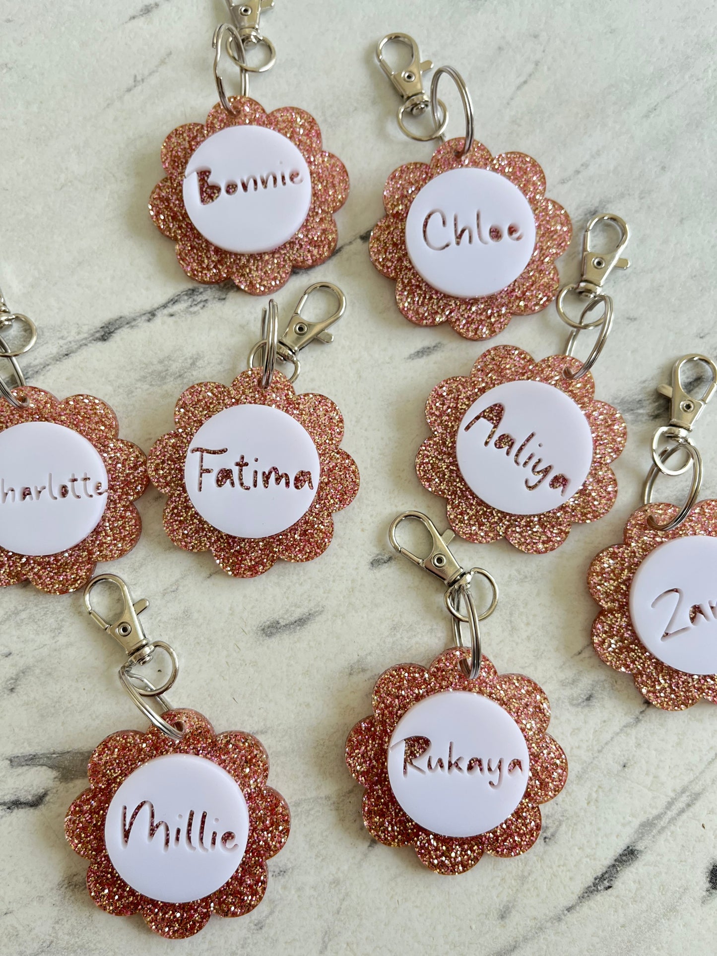 Floral personalised keyrings