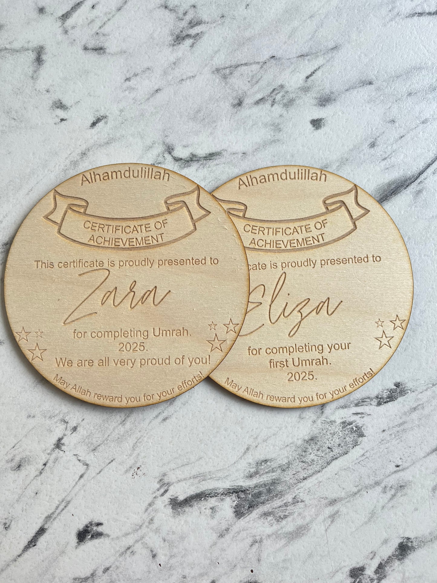 Personalised wooden keepsake certificates