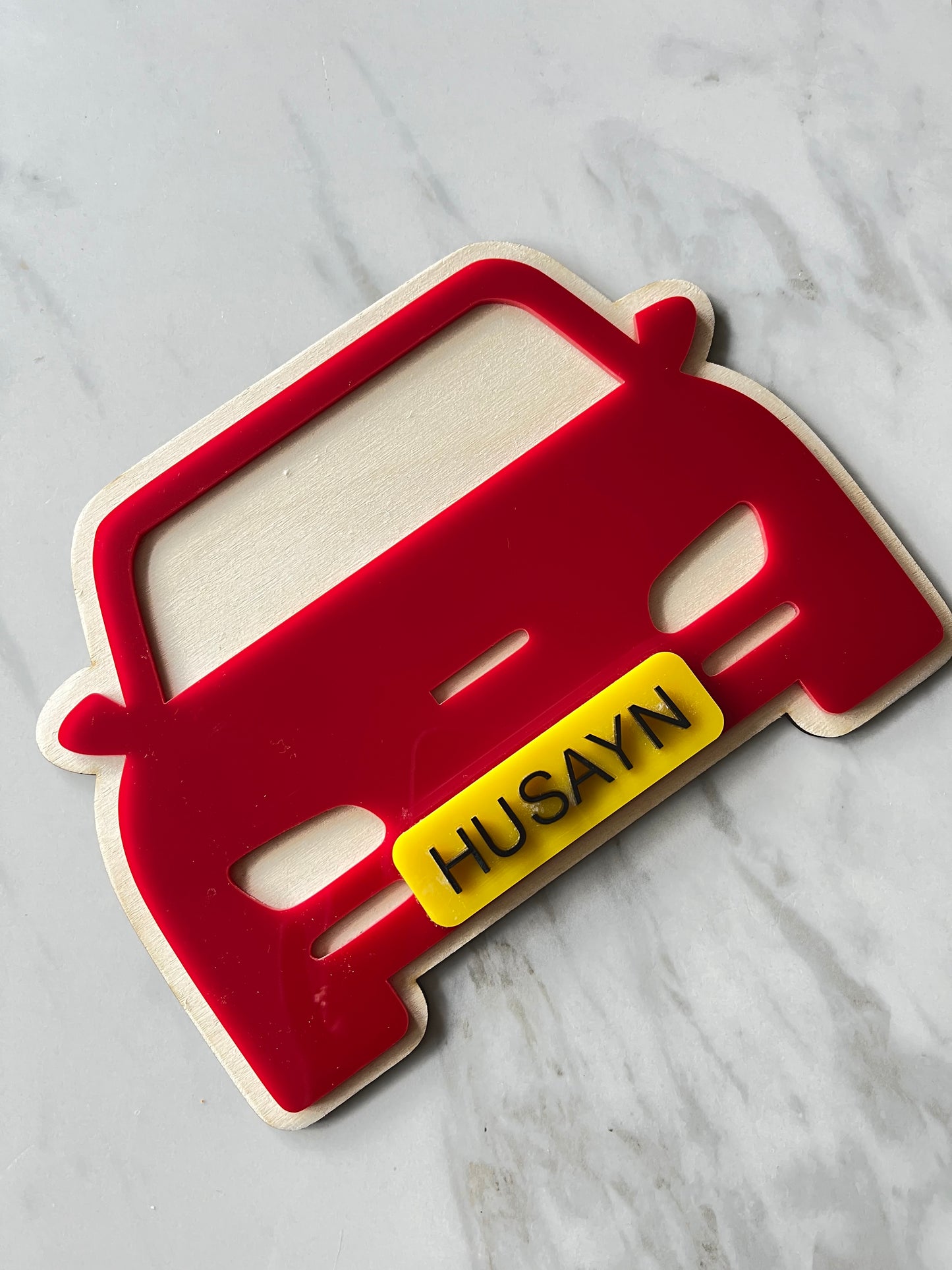Personalised triple layered car decor