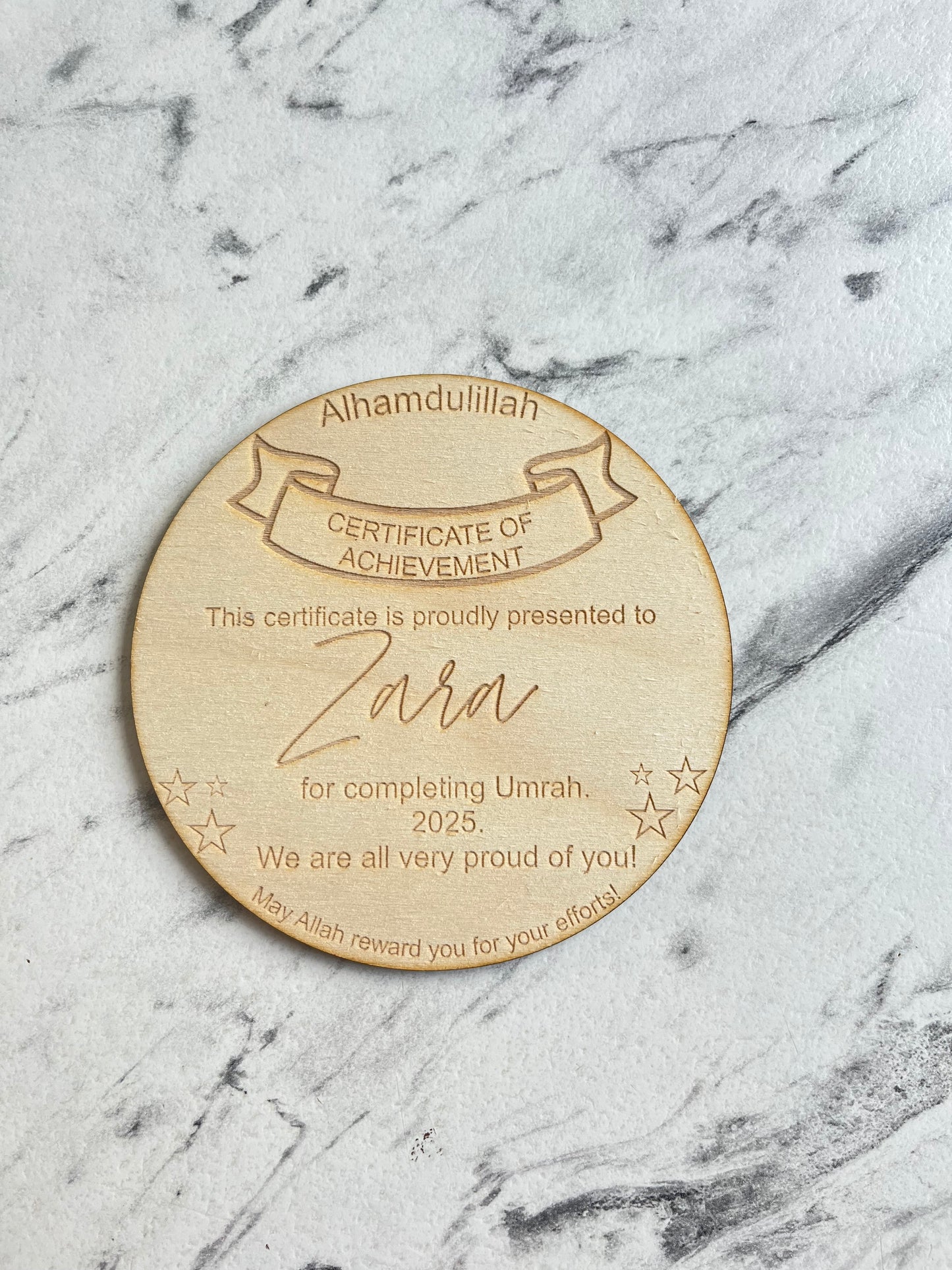 Personalised wooden keepsake certificates