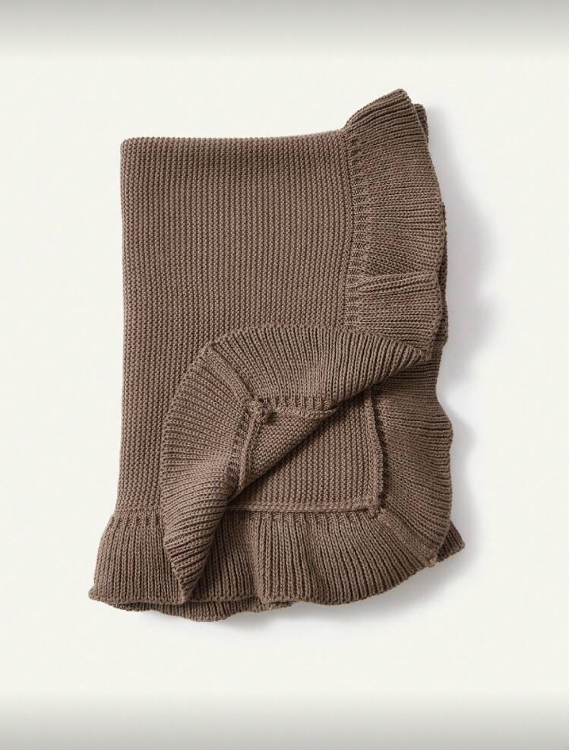 Knitted ruffle edge personalised blanket