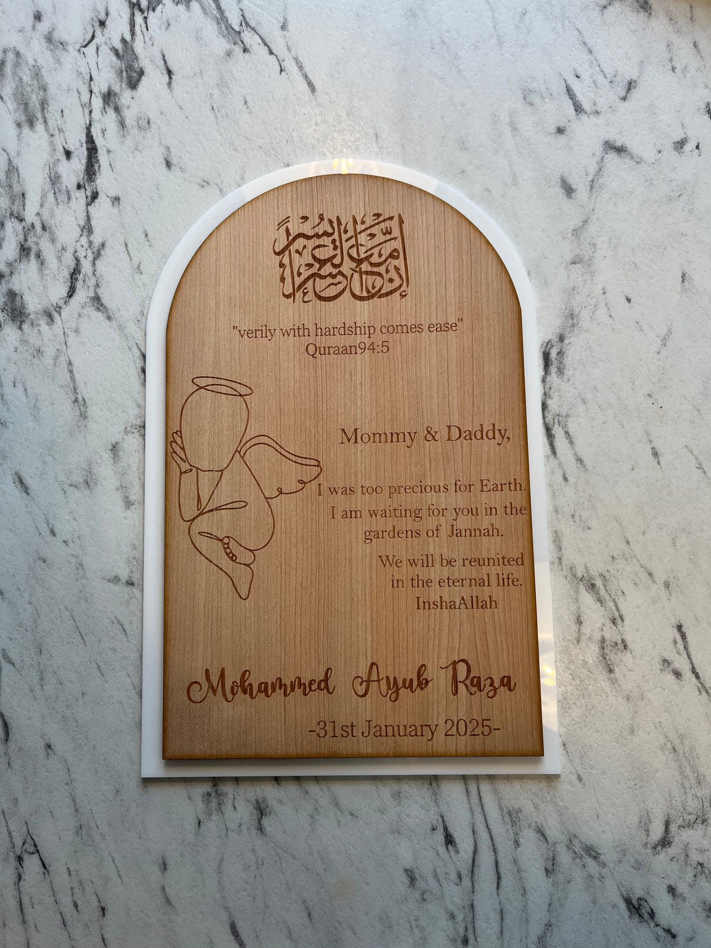 Angel baby memory plaque
