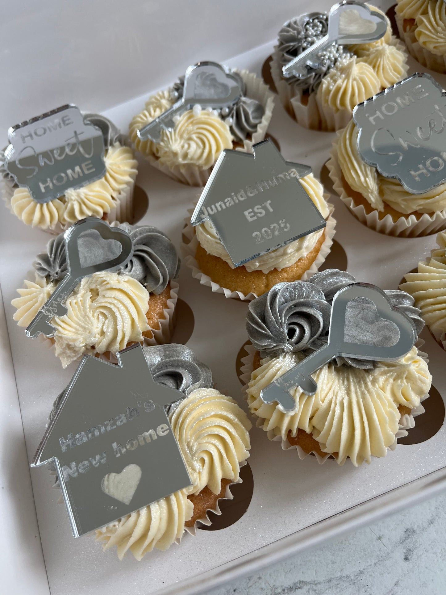 Engraved new home cupcake discs