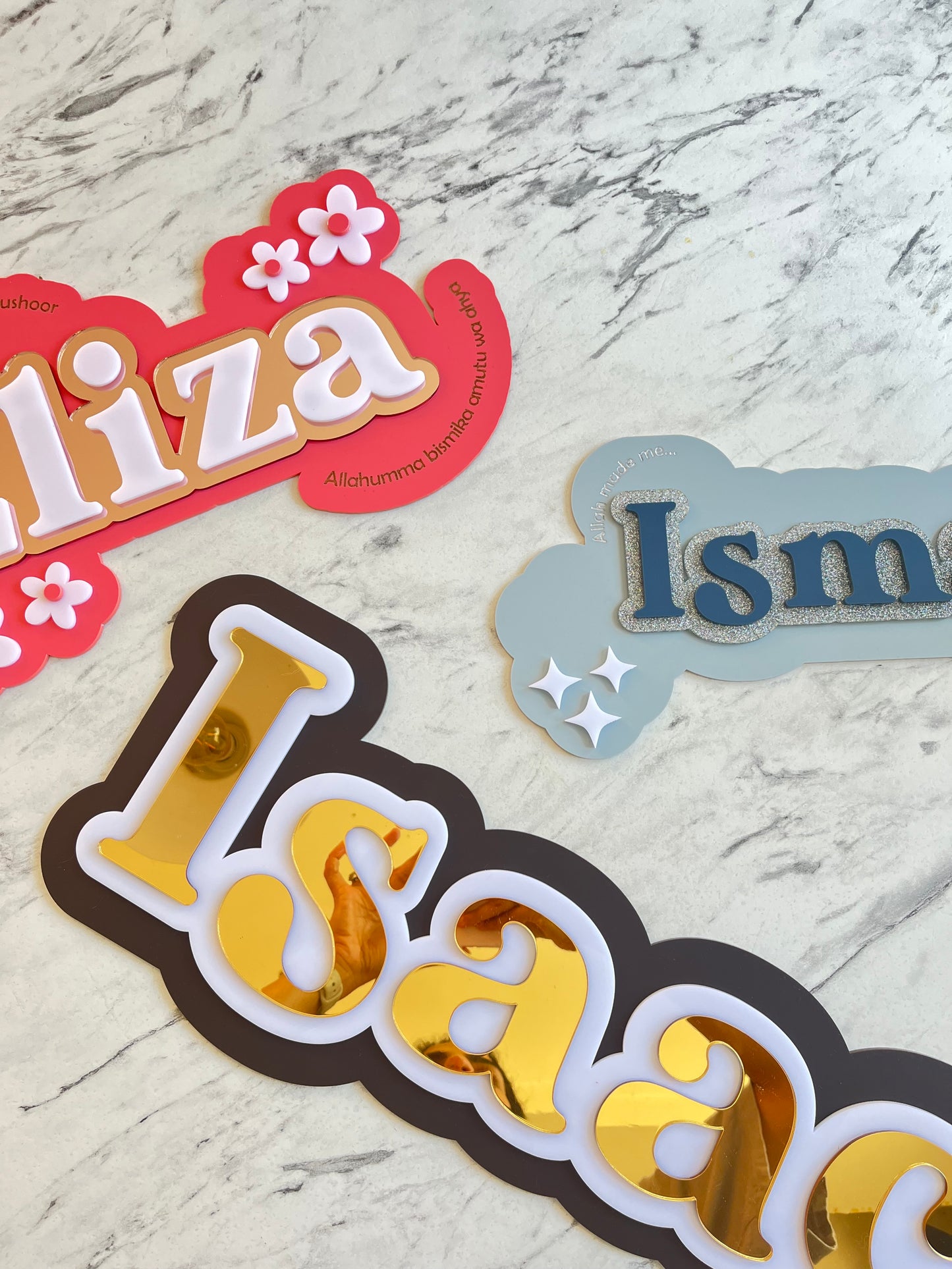 Triple layered XL name sign