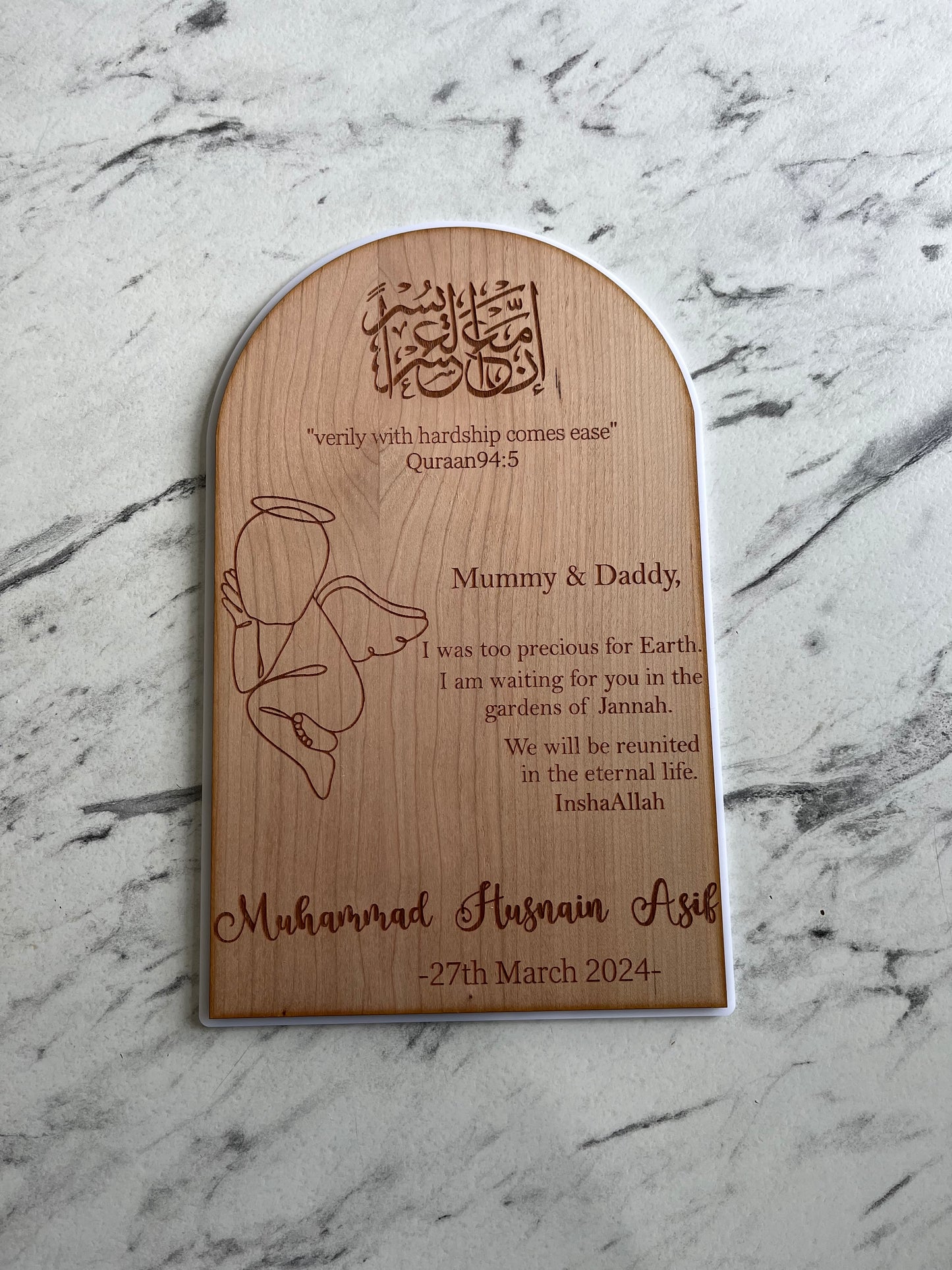 Angel baby memory plaque