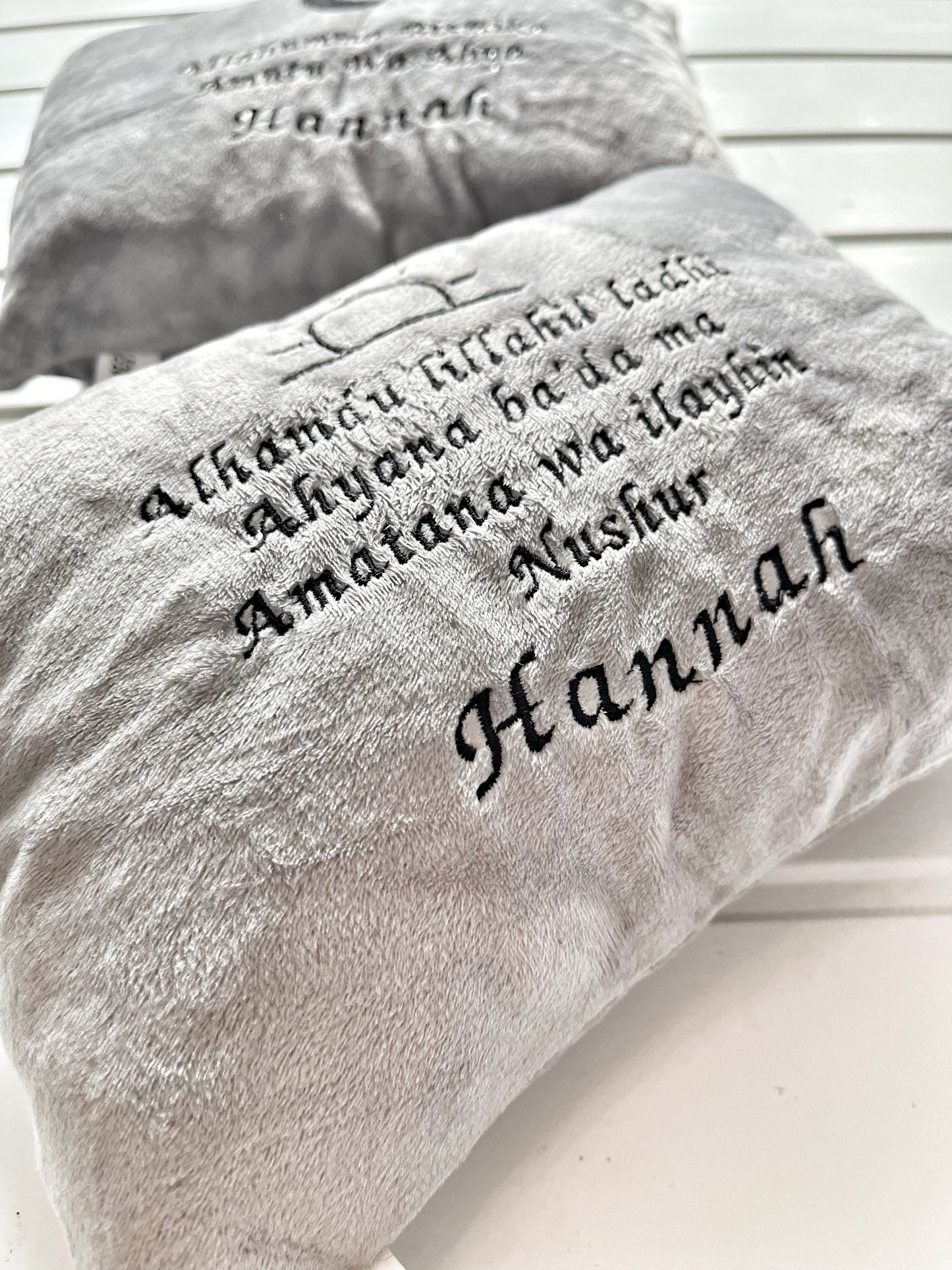 Waking up & Sleeping Dua duo personalised cushions