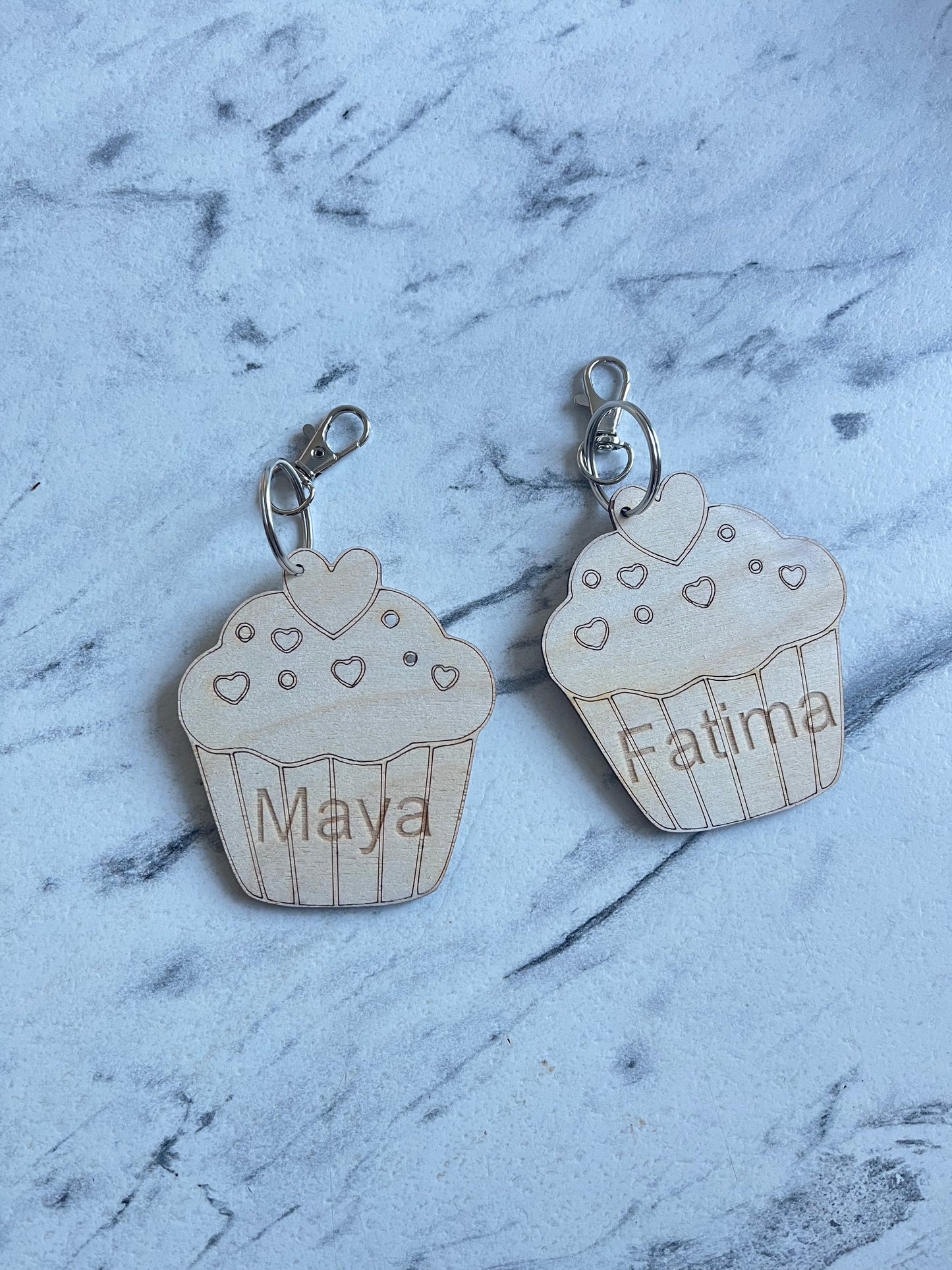 Personalised cupcake keyring