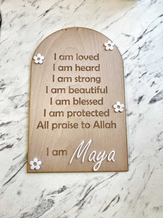 Personalised floral affirmation arch