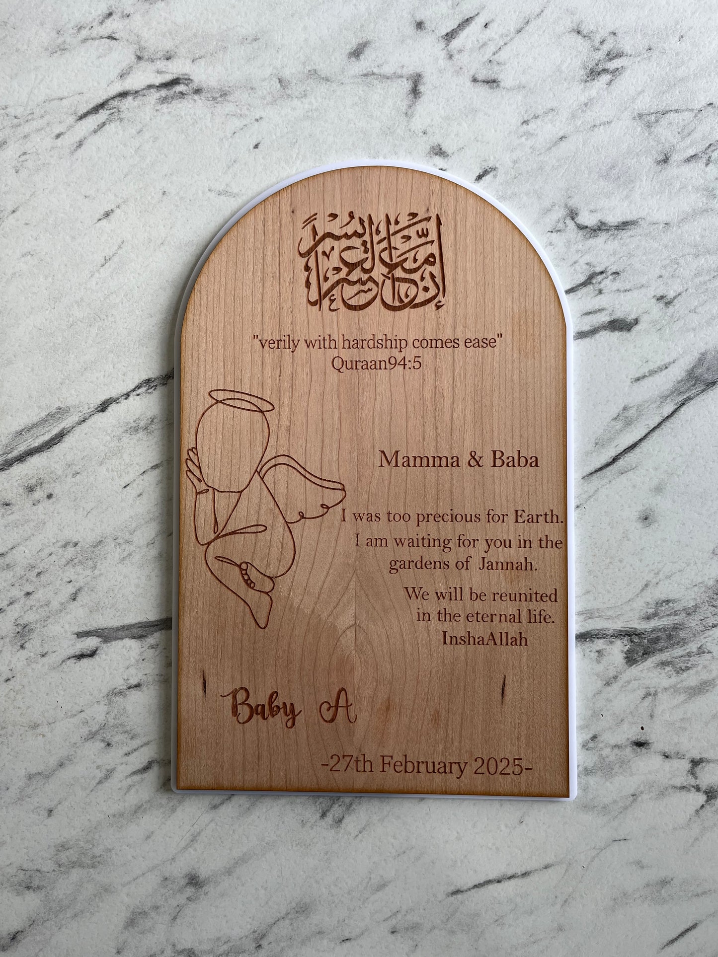 Angel baby memory plaque