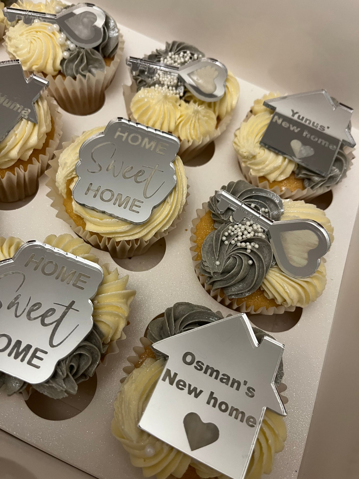 Engraved new home cupcake discs