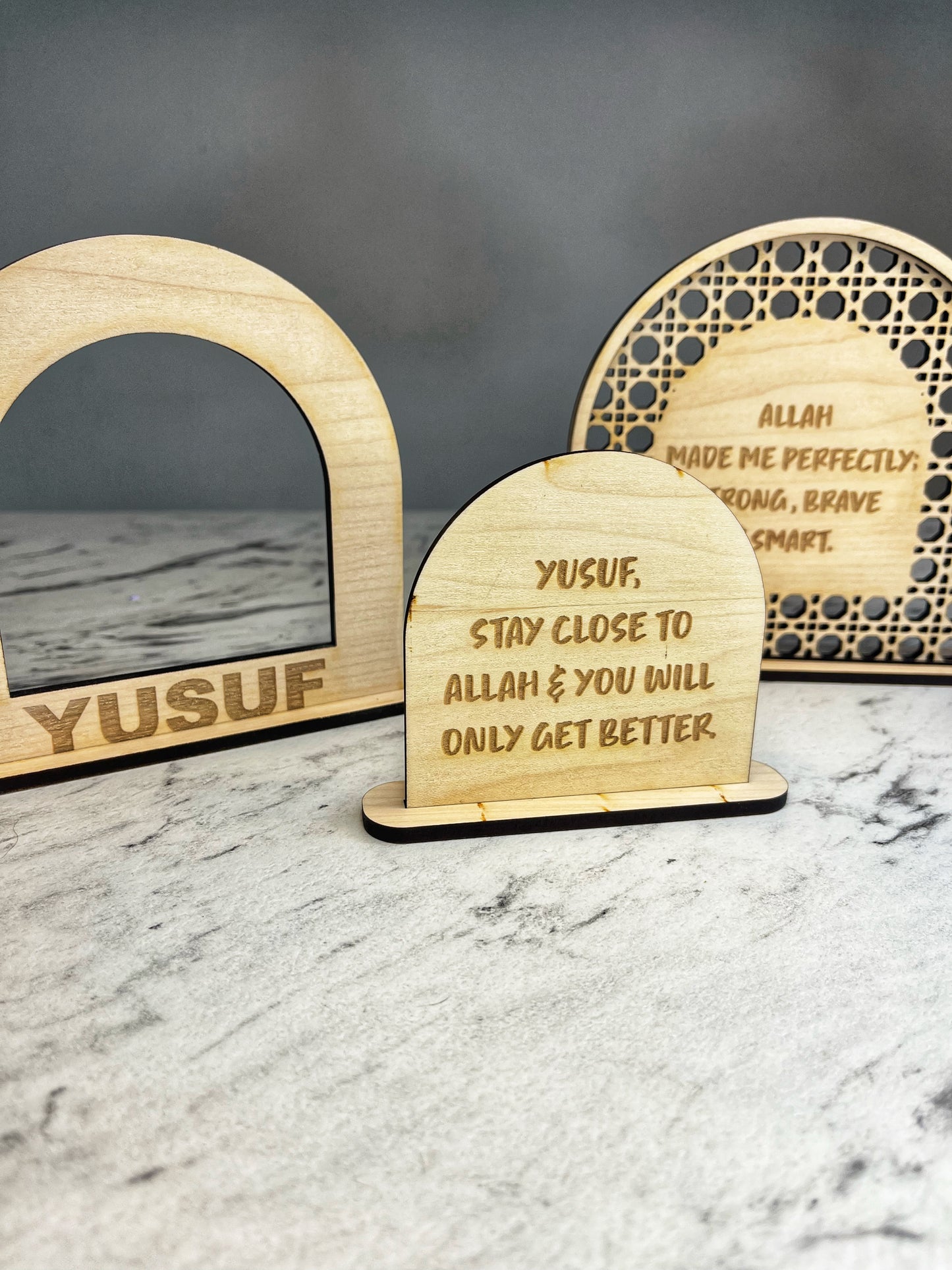 Personalised wooden stands (set of 3)