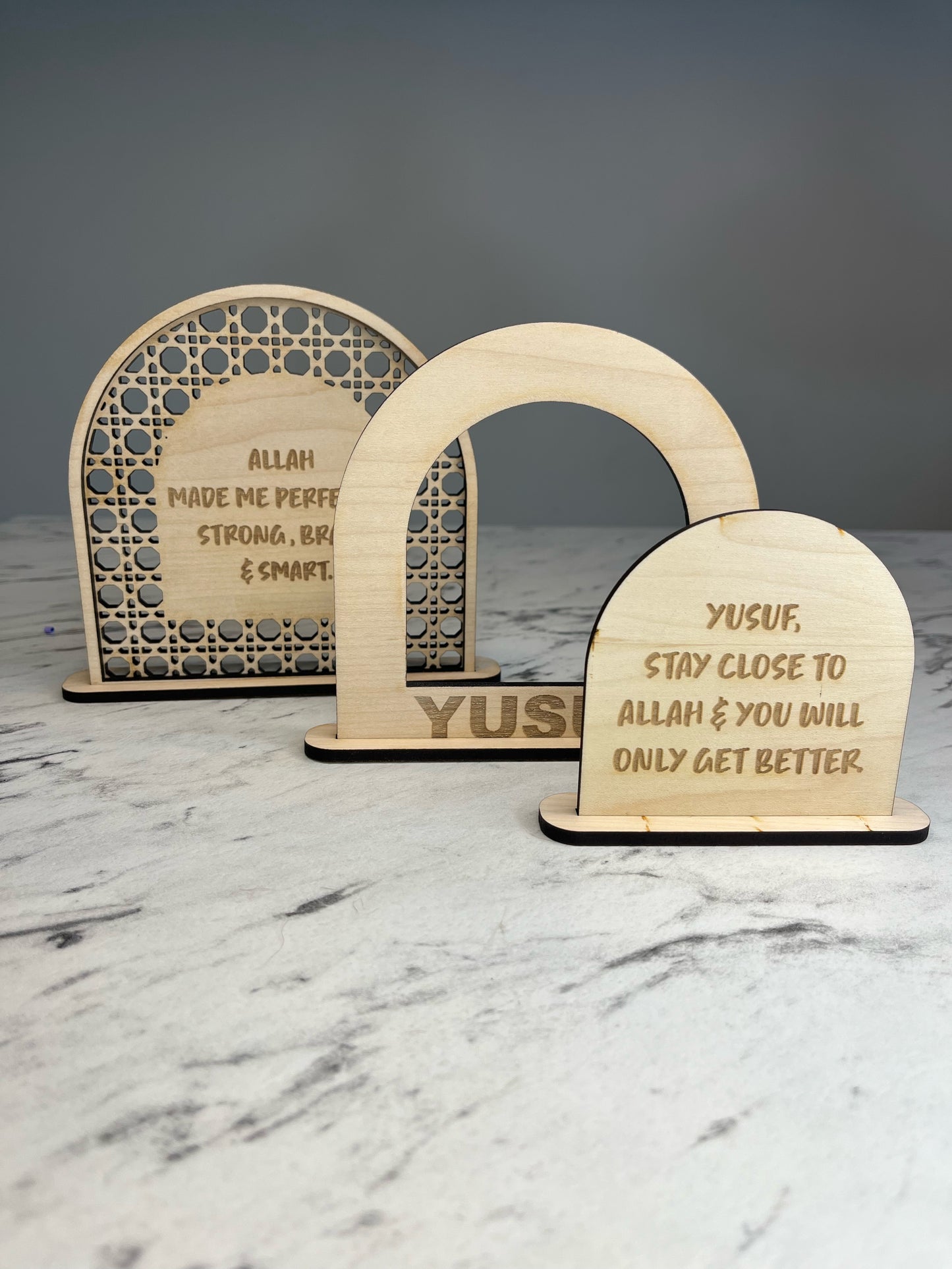 Personalised wooden stands (set of 3)