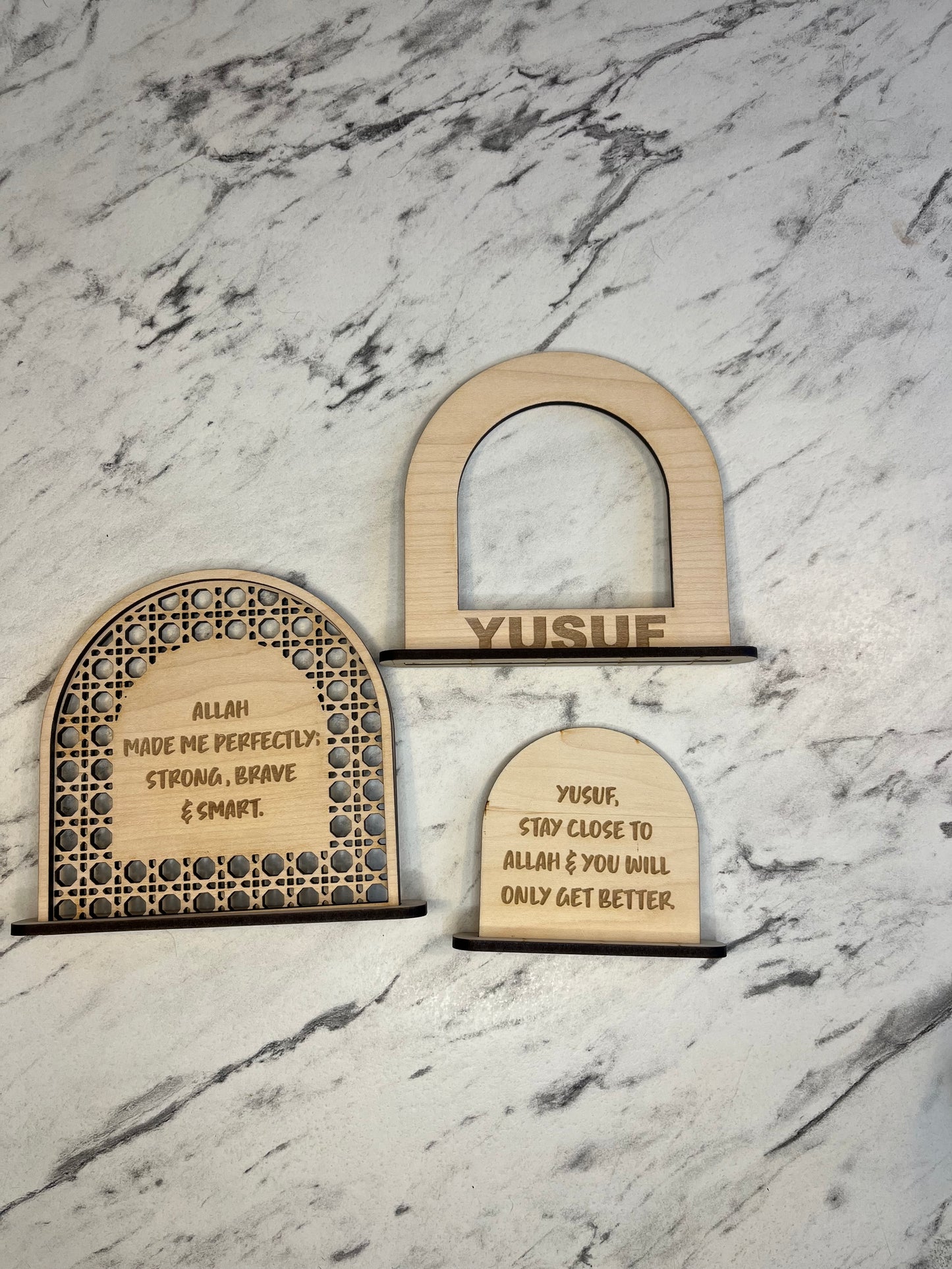 Personalised wooden stands (set of 3)