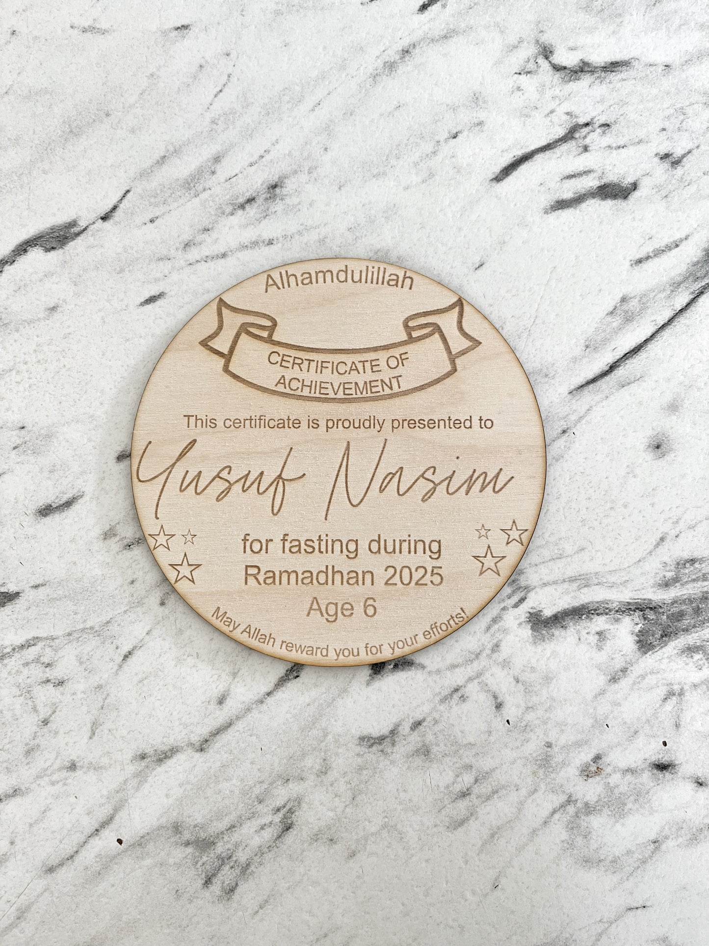 Personalised wooden keepsake certificates