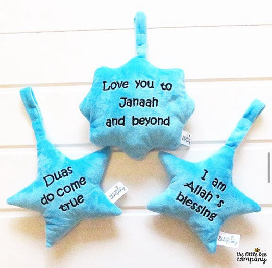 Hanging trio plush toy with bell